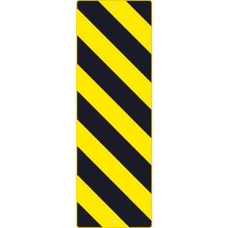 NATIONAL MARKER CO NMC Traffic Sign, Left Stripe Yellow Object Marker Sign, 12in X 36in, Yellow TM266K